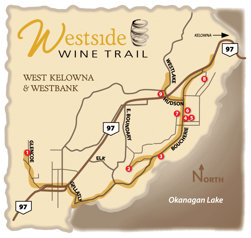 Westside Wine Trails Association map