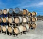 Stainless steel wine barrels in rack