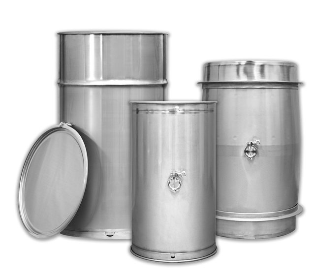 Open and closed top stainless steel barrels wine and alcohol