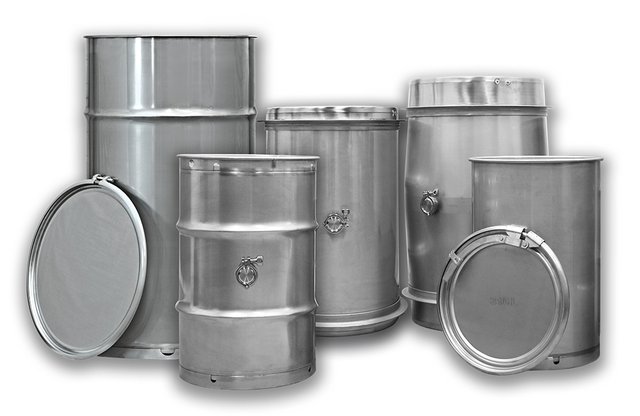 Open top and closed stainless steel barrels wine and alcohol